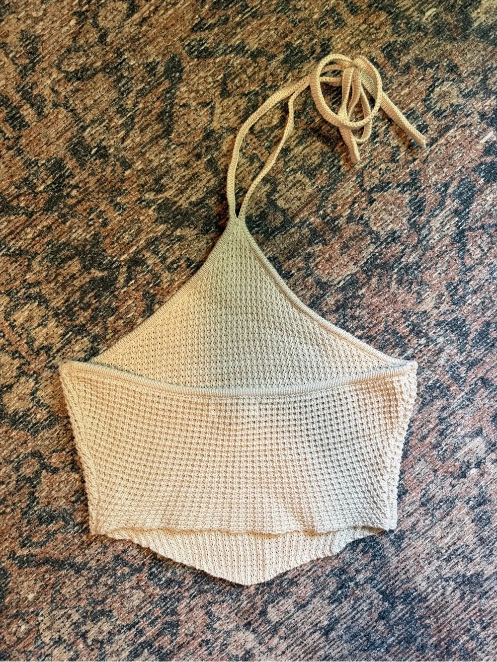 Beige Crochet Halter Top